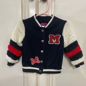 Minnie Girls Varsity Jacket with Glitter Accents